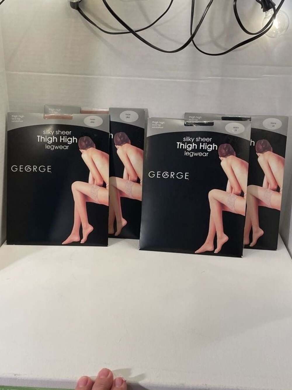 Lot of 4 George Silky Sheer Thigh High Legwear 
2 Nude 2 Black Plus Size 2X